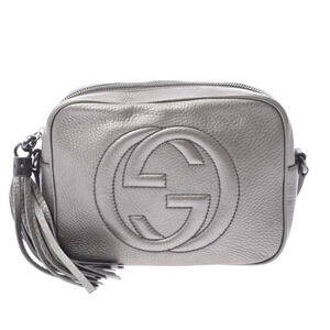 GUCCI Soho Disco Bag Silver Calfskin Shoulder